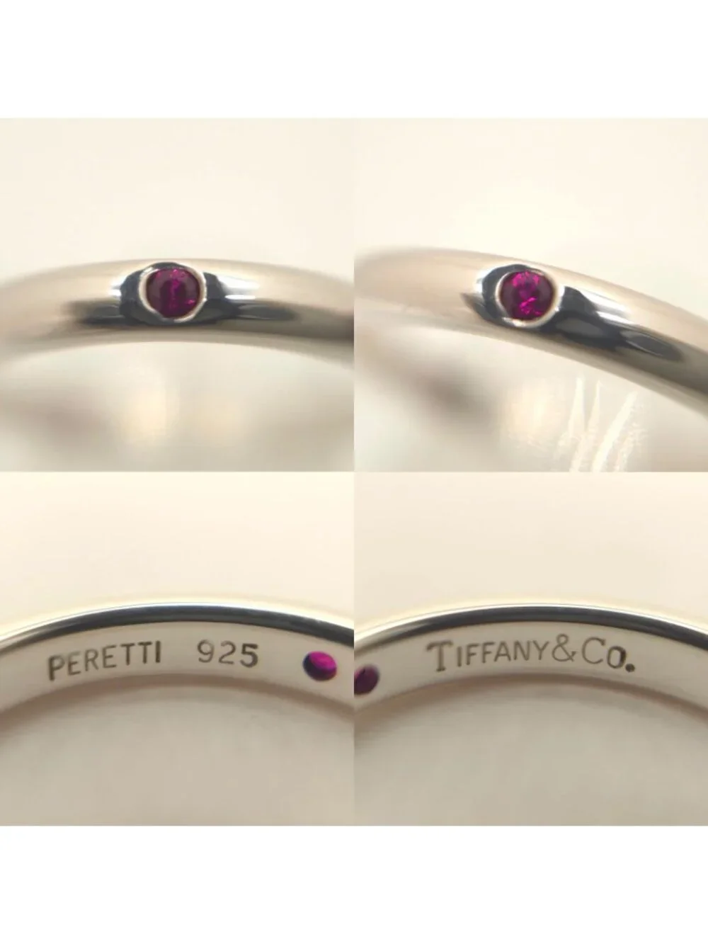Tiffany & Co Stacking Band Ring Ruby Sterling Silver Elsa Peretti